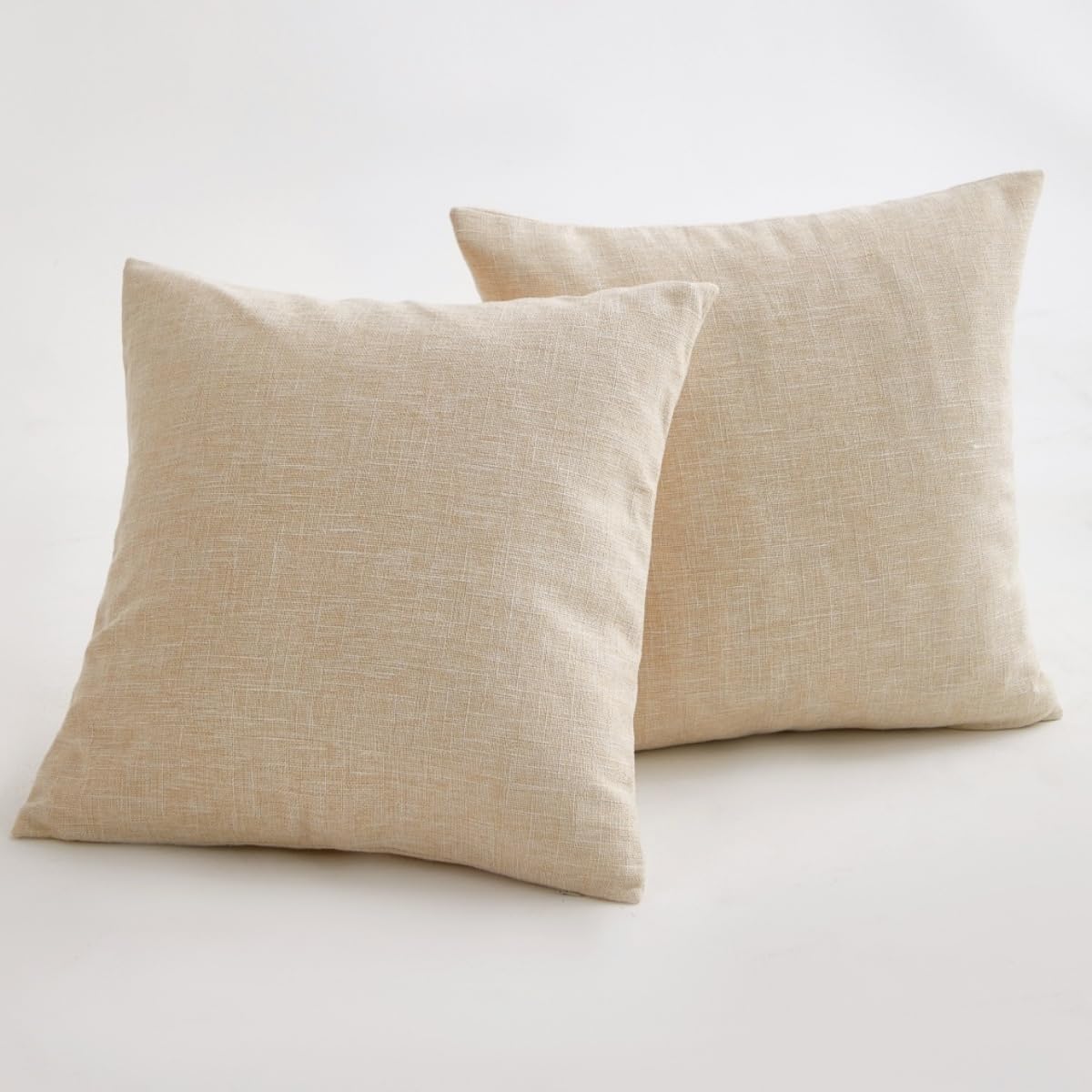 Sunday Praise Neutral Linen Decorative Throw Pillow Covers 24x24 Beige