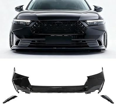Front Bumper Cover Fascia Compatible with Honda Accord 2023 2024 2025 Primed Glossy Black YOFER