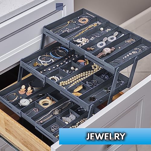 Ontel Smart Drawer Organizer, Multi-Level Jewelry and Cosmetics Storage, Black, 2.65 in by Ontel - Image 4
