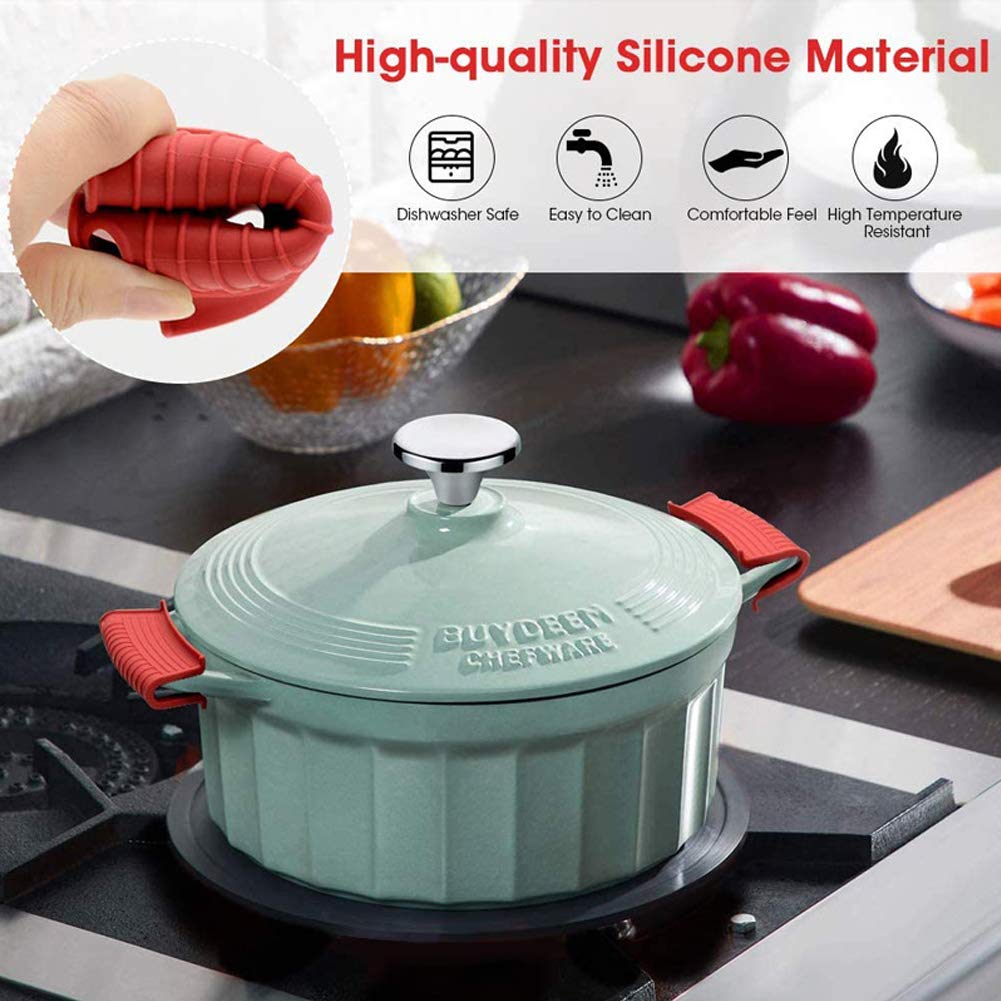6-Pack Silicone Pot Handle Holders - Heat Resistant Up To 230°C, Non-Slip, Red/Orange/Black, Easy Clean - View #6