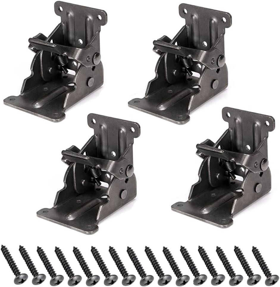 Skelang Folding Brackets 0-90 Degree, Self Lock Foldable Leg Hinges, Table Extension Brackets with Screws, Pack of 4
