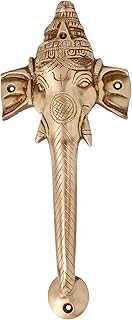 Two Moustaches Ganesha Design 10 Inches Brass Door Handle, Main Door Handles, Brass Door Handles, Door Pulls, Antique Brown, Standard, Pack of 1