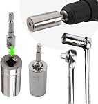 Universal Socket Wrench, Self-Adjusting Socket Fits Standard 1/4''-3/4'' (7-19mm) with Ratchet Wrench Power Drill Adapter, 2Pcs 11.6'' Flexible Drill Bit Extension Shaft with Drill Bit Sets