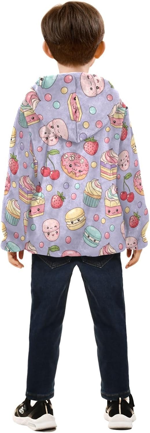 GuoChe Sweet Desserts Pattern Light Jackets Toddler Children Plush Coat
