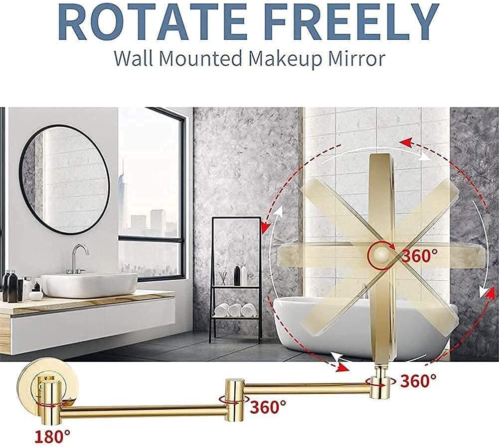 Vanity Mirror, Wall Mounted Makeup with 10X Magnification, 8 Inch Double Sided Magnifying, Cosmetic Shaving for Bathroom Gold