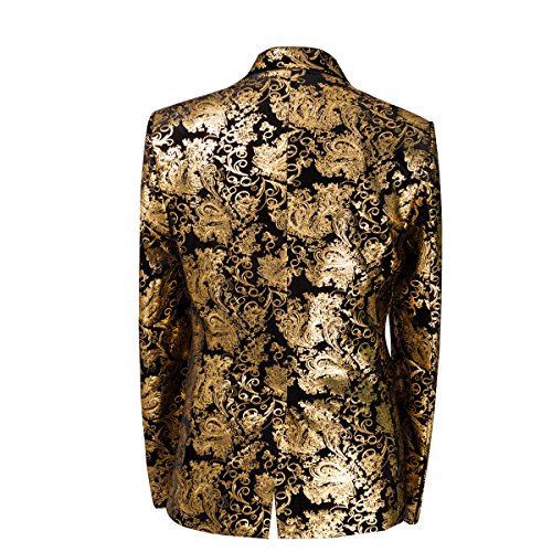 Allthemen Heren pailletten, colbert goud, glitterblazer, slim fit, bruiloft, smoking - Image 3