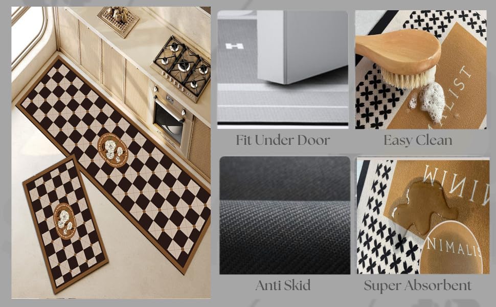 proxin 2 Pcs Kitchen Mats, Waterproof Memory Foam Kitchen Rugs, Standing Desk Mat Floor Mats, Comfort Runner Rug Carpets for Kitchen Floor, Sink (Colour 3) 2