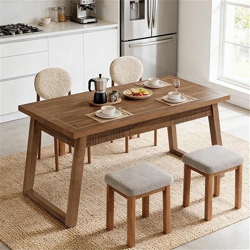 Miniatura 8 de Rectangular Dining Table with Drawer Solid Wood Legs (Just 1pcs Dining Table)