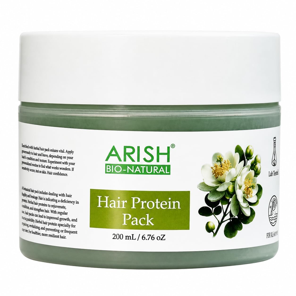 ARISH BIO-NATURAL Hair Protein Pack, 200 ml-Pack of 2 | Herbal Protein Care for Hair Fall, Growth & Dandruff Care | With Amla, Bhringraj & Hydrolysed Protein | Mask for Dry & Damaged Hairs-image-13