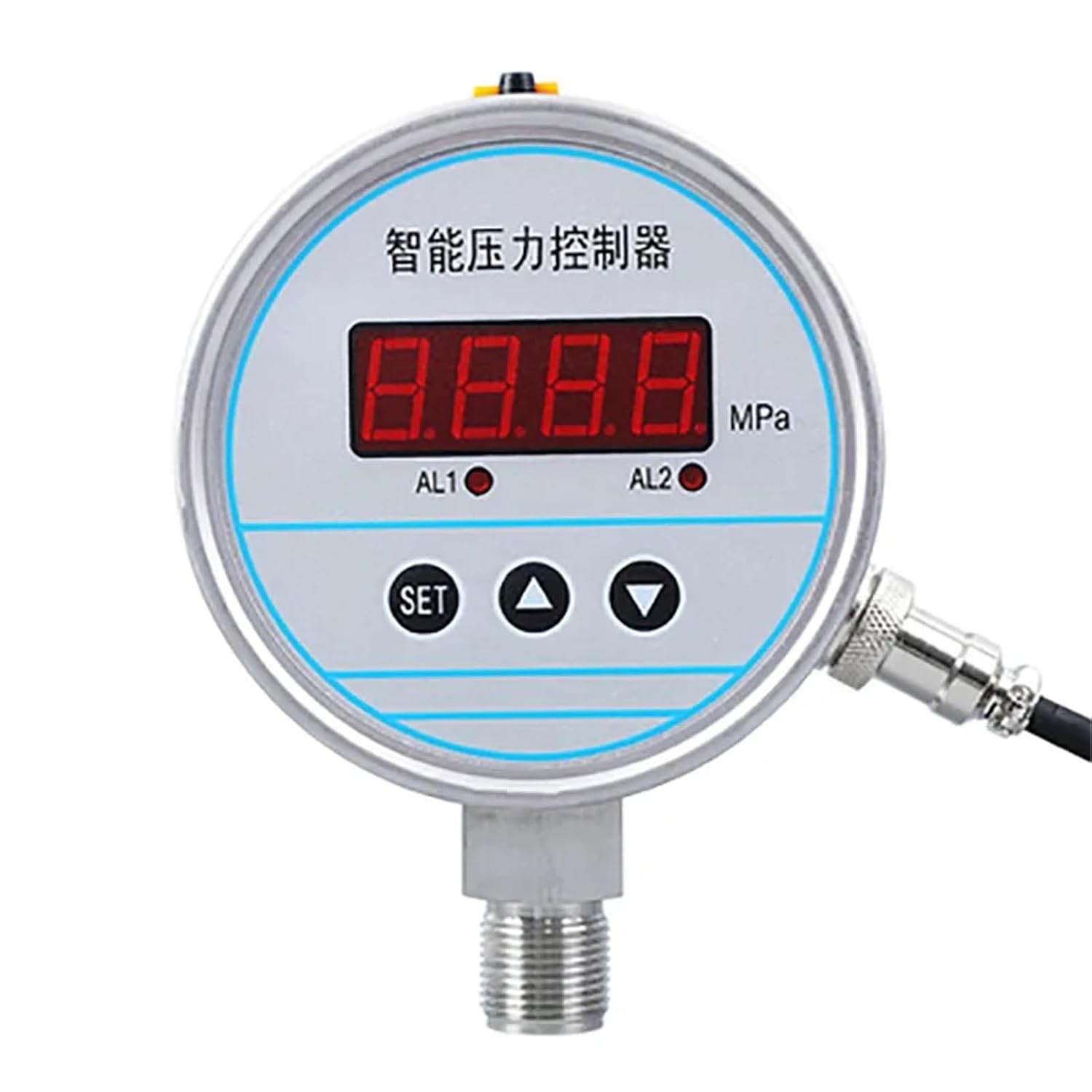 1pc Digital Display Electric Contact Pressure Gauge Hydraulic Pressure Intelligent Vacuum Oil Barometer Pressure Switch Controller(DC 12-24V,0-1.0Mpa)