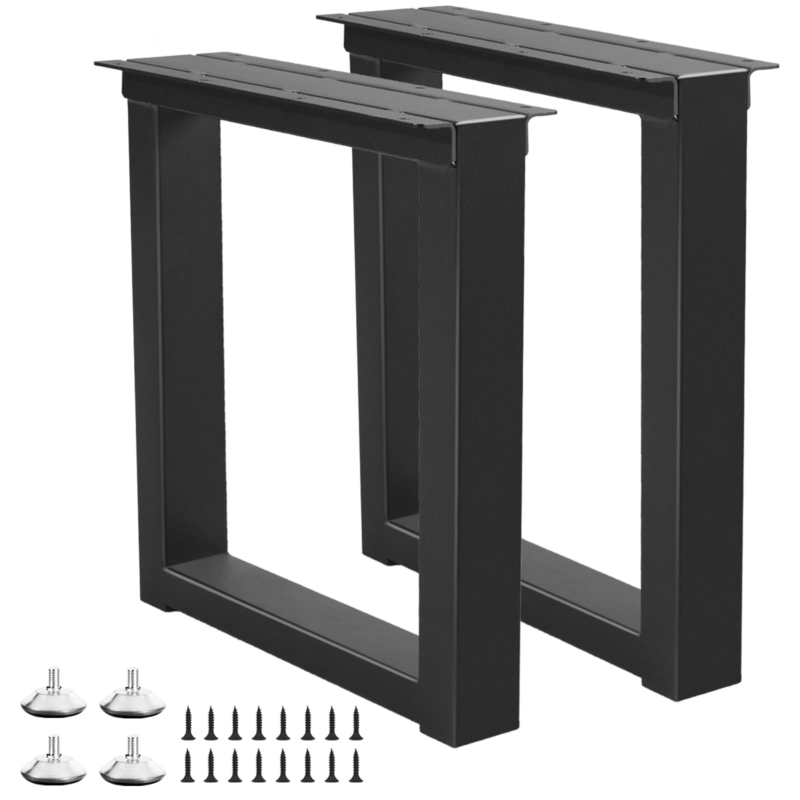 Y-CFHFC Metal Table Legs 16 Inch Bench Feets, Square End & Coffee Table Legs for DIY Furniture Office Desk Chair Feets, Set of 2 (H16 x W11.8, Black)