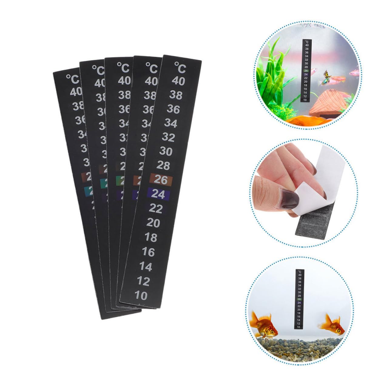 Gatuida 12piezas Pegatinas Termómetro Digital Para Acuario Termómetros Adhesivos Para Peceras De Temperatura Indicador De Temperatura Para Peces Fáciles De Leer y Usar