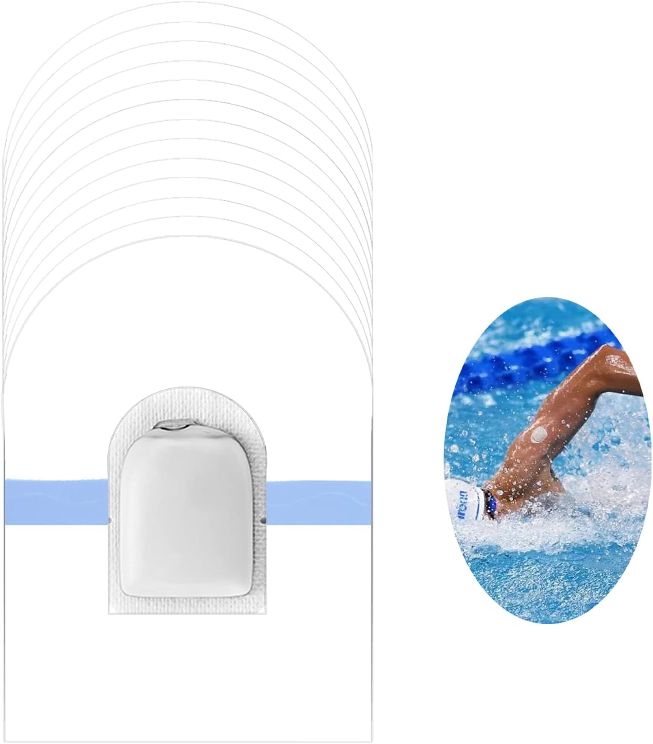 Omnipod Adhesive Patches, 40 Pack Waterproof & Transparent Patches for Omnipod, Breathable, Skin-Friendly and Self-Adhesive Patch with Hole, Durable up to 10 Days