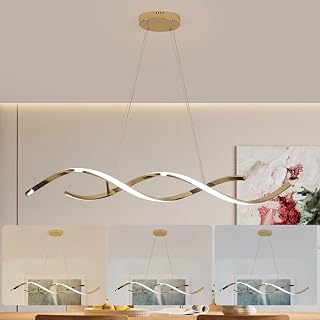 43" LED Chandelier Dimmable Gold Light Dining Room Kitchen