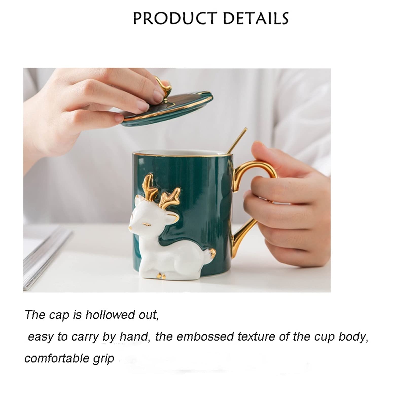 Zestawy filiżanek i spodków Sweet Pocałunek Jeleń Kawa Para Handmade Funny Embossed Animal Ceramic Cup Para Herbata Cup jest idealnym prezentem ślubnym dla panny młodej i pana młodego Zestaw kubków