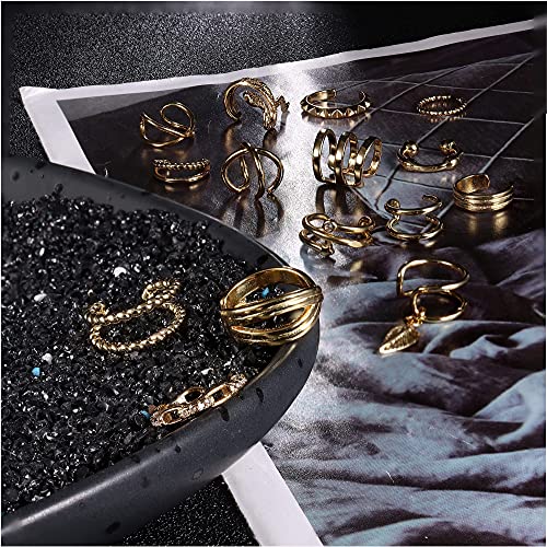 Cassieca Women's Adjustable Non-Piercing Ear Cuffs Earrings Clip On Cartilage Helix Wrap Ear Jewelry Set #TOP6