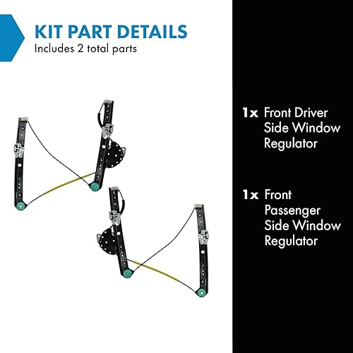 Miniatura 310 de TRQ Juego de elevalunas manual para el lado del conductor y del pasajero compatible con Chevrolet Tracker 1998 1989-1997 Geo 1989-1998 Suzuki