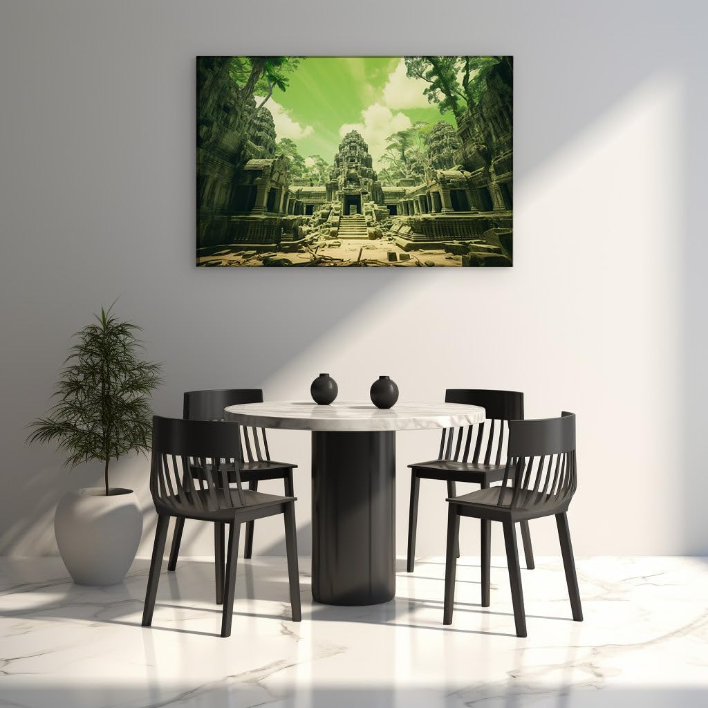 Canvas for Living room. Mysteries of the Forgotten Temple: An Ancient Edifice in the Heart of the Jungle, 27 x 18 inch Canvas Wall Art - Religion And Spirituality - Modern Home Decor