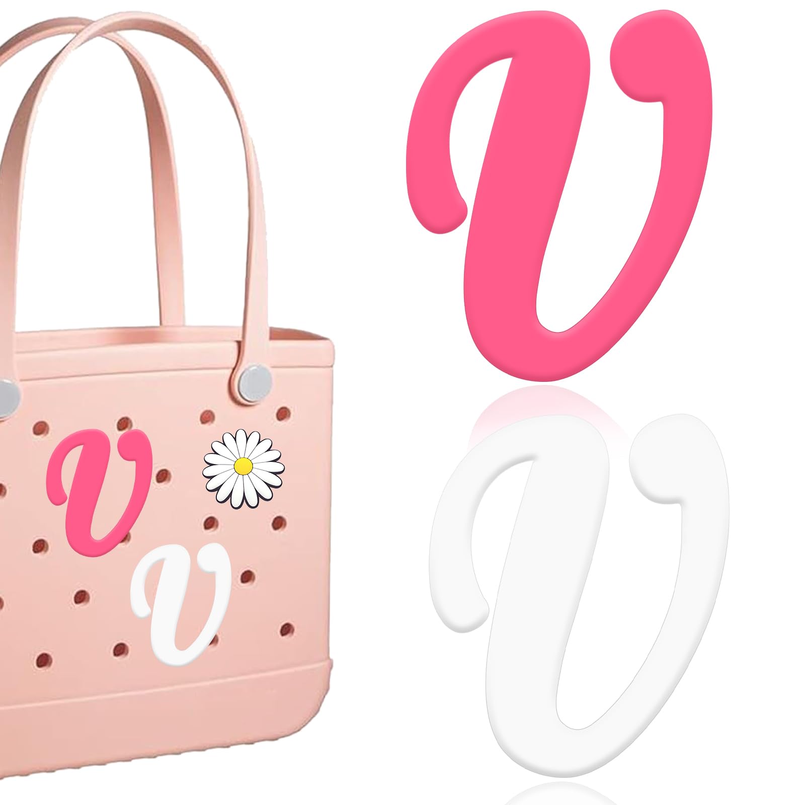 AIERSA 2Pcs Letter Charms for Bog Bag, Charm for Accessories, Alphabet Insert Charms Compatible with Bogg & Simply Southern Bags