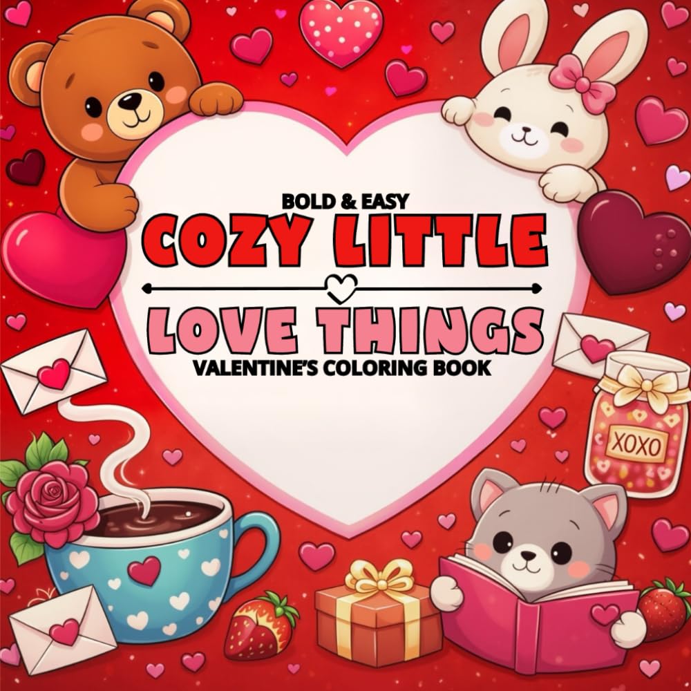 Cozy Little Love Things: A Bold & Easy Valentine’s Day Coloring Book for Adults and Teens Featuring Cute, Cozy, and Sweet Designs (Comfy, Cozy, Simple, and Bold Hygge Coloring Book Collection)