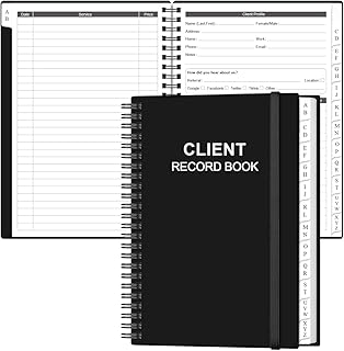 Client Record Book - Hair Stylist Client Profile Book-Binder and Client Record Cards with A-Z Alphabetical Tabs for Salons, Hair Stylist, Nail, Small Business, Black