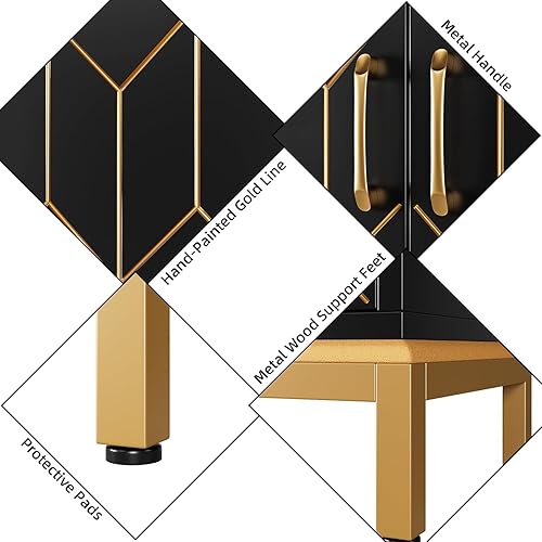 Miniatura 4 de Accent - Armario de buffet con almacenamiento, armario de almacenamiento moderno con puertas y estantes para cocina, oficina, comedor, sala de