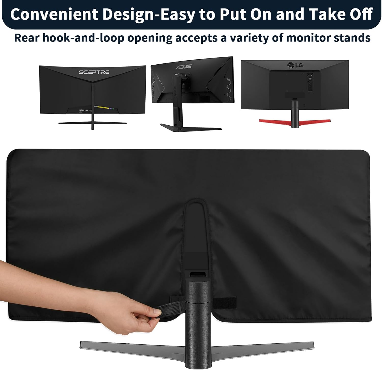 Monitor Cover for 29 30 inch 21:9 UltraWide PC Monitor, Anti-Static Monitor Dust Cover Compatible with Sceptre 30" Curved Gaming Monitor 21:9 2560x1080 Ultra Wide Ultra Slim, Black