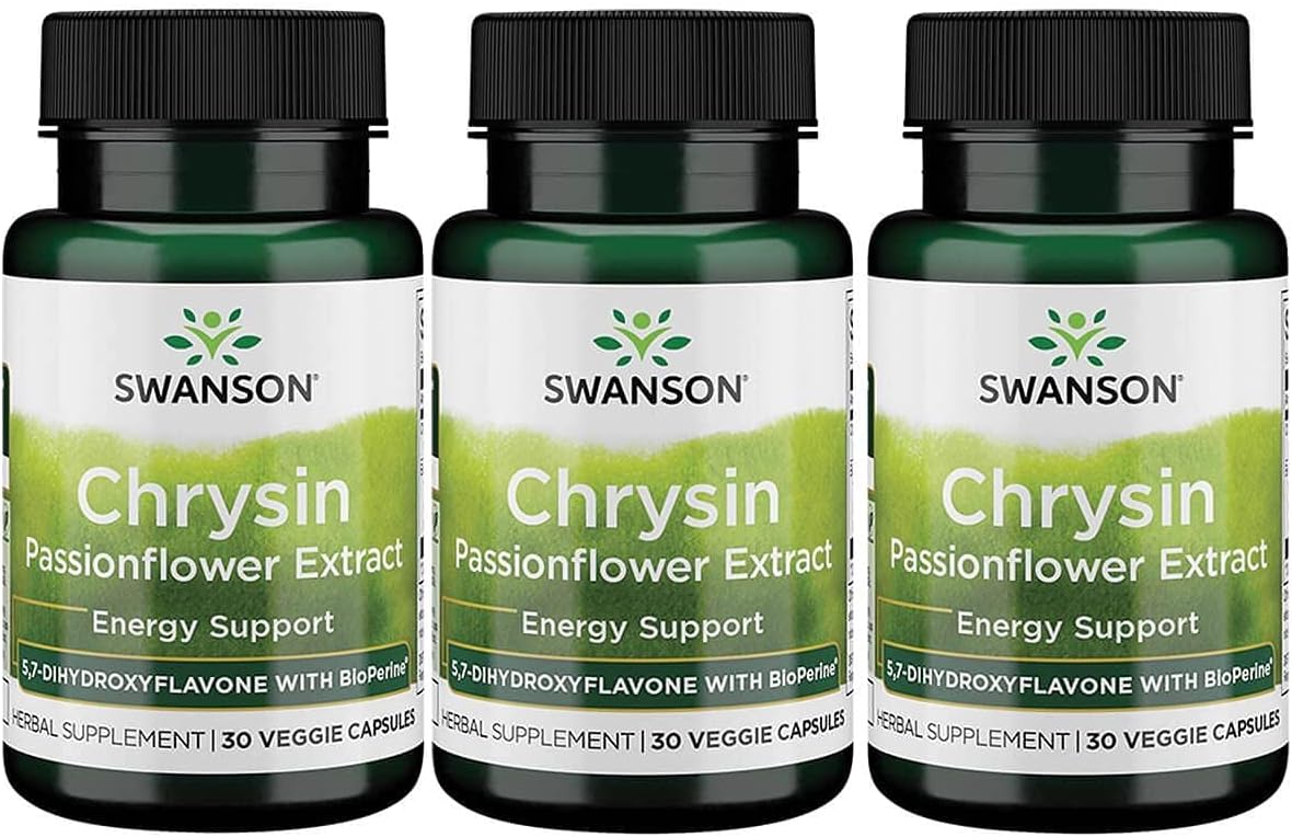 SwansonChrysin Passionflower Extract - Herbal Supplement Promoting Overall Health, Wellness & Fitness - Natural Formula May Support Lean Muscle Maintenance - (30 Veggie Capsules)