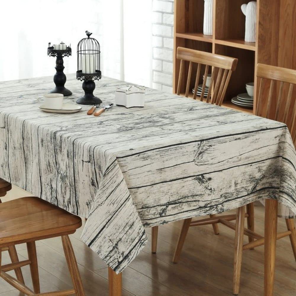Nappe grain de bois rétro en coton mélangé table à manger 60x150 cm
