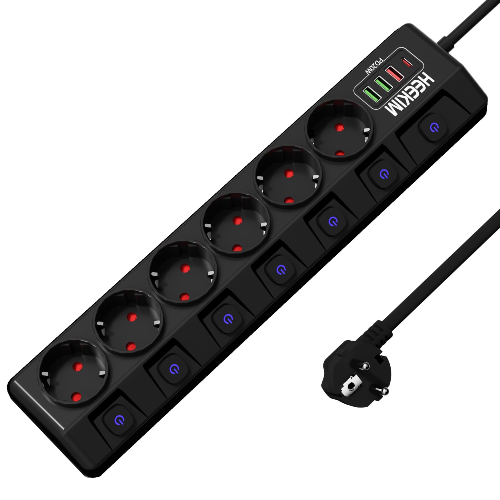 Ciabatta Angolare 8-in-1 Con 4 Prese + 4 USB (2 USB-C) - Protezione Sovratensione, Cavo 2m, Nero - Perfetta Per Angoli - Foto 12