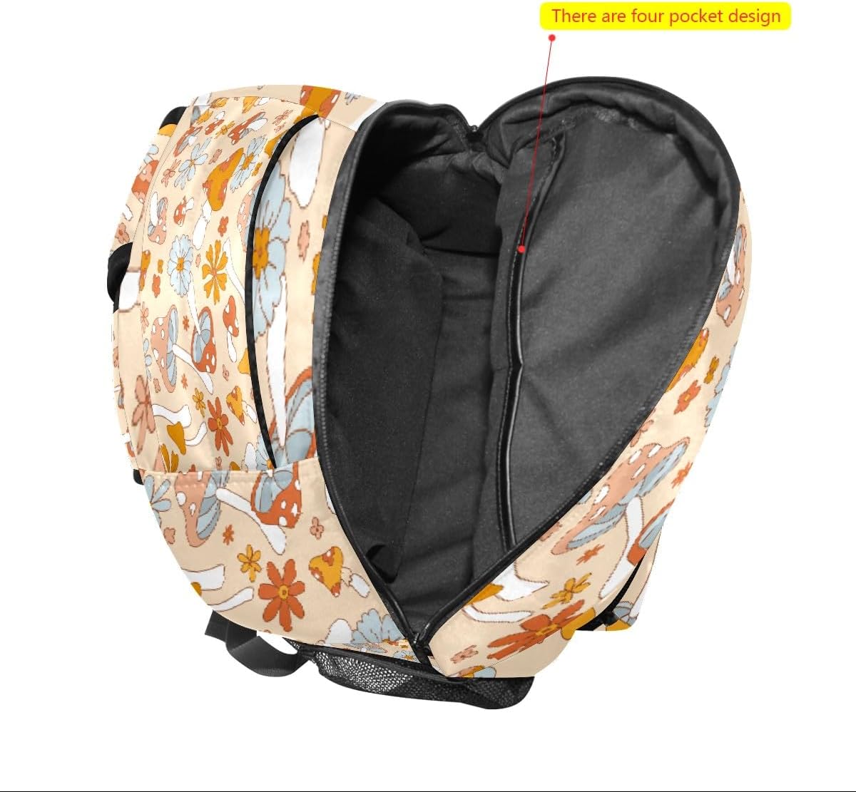 College Bookbag Retro Mushroom School Bag Business Laptop Backpack Travel Hiking Daypack Large Diaper Bag for Adult Girls Boys - Image 6