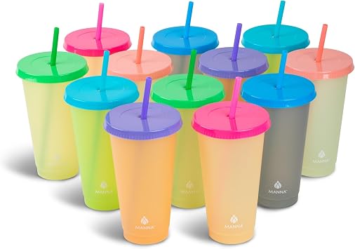 Manna 24oz Color Changing Reusable Cup Set - 24-Cups - Funky