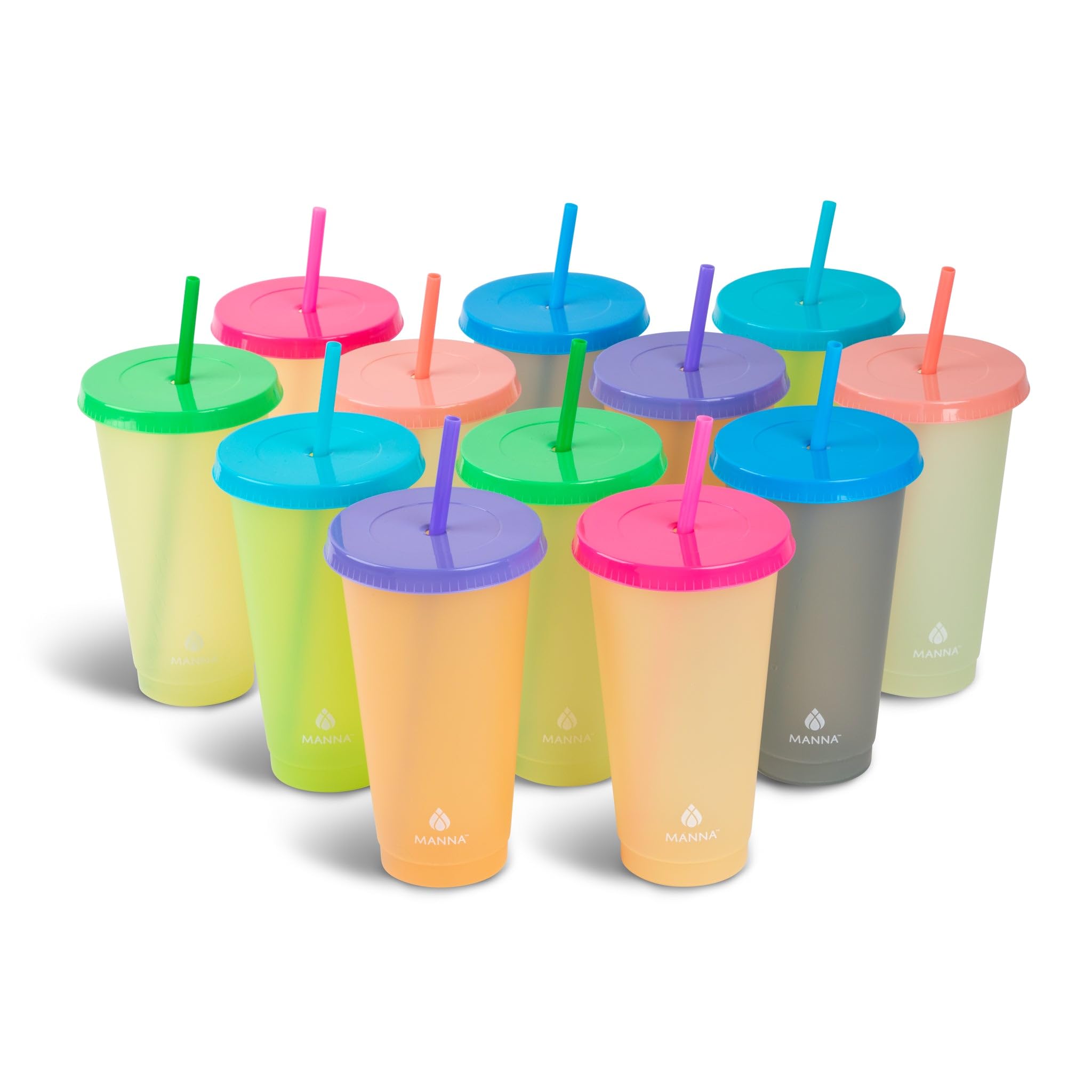 Manna Mehrwegbecher-Set, Farbwechsel, 680 ml, 24-teilig, Funky