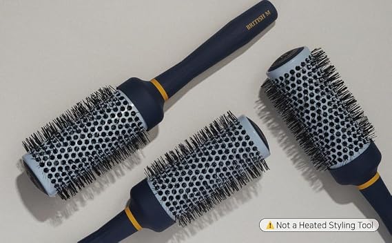 Curling Ceramic Brush Round 33mm Non-Electric Blowout Brush, Anti-Frizz Styling for a Smooth Salon Look Ideal for All Hair Types