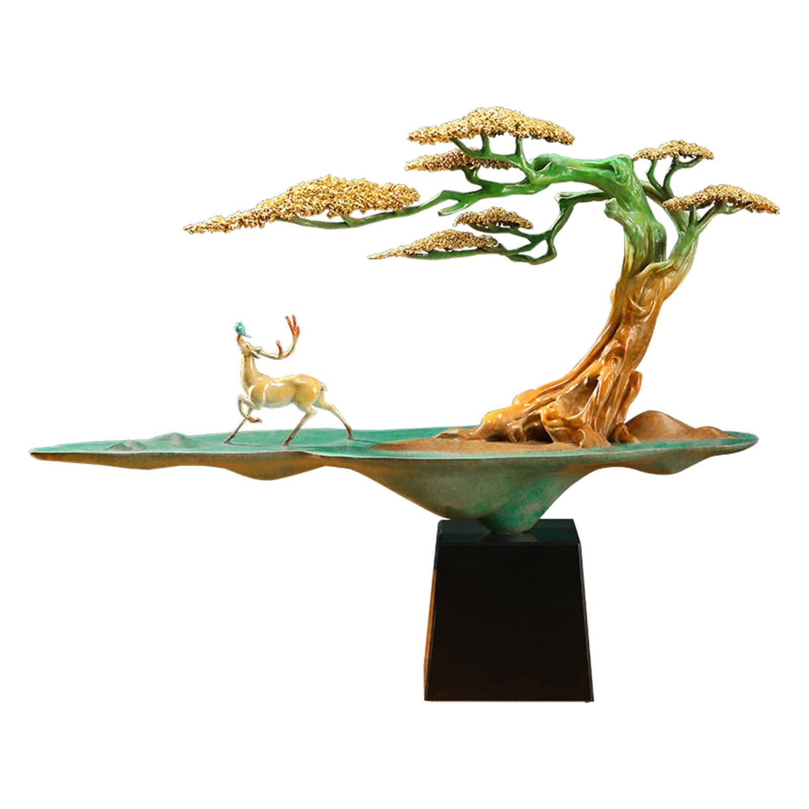 hongchenke34 Copper statue Full Copper Welcome Pine Ornament Living Room Entrance Zen Crafts Decorative Art Sculpture