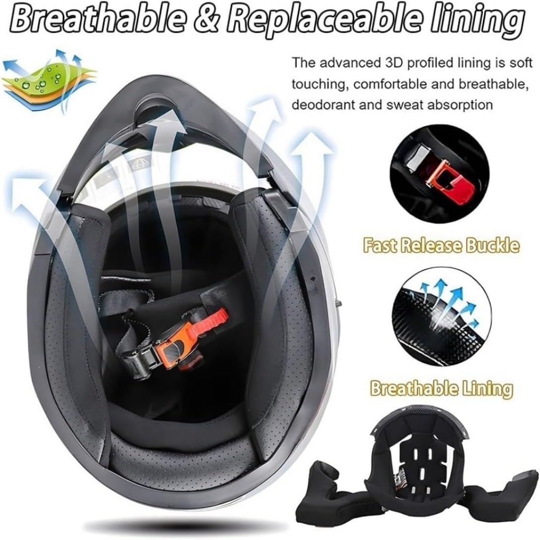 Casco Modulare Moto Integrato Casco Moto con Integrale Doppia Visiera Specchio Risposta Automatica Certificazione ECE Casco Integrale Scooter
