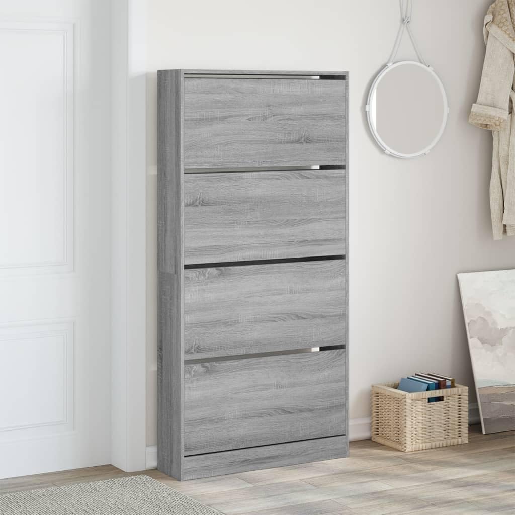 Scarpiera con 4 ante grigio sonoma, 80 x 21 x 163,5 cm