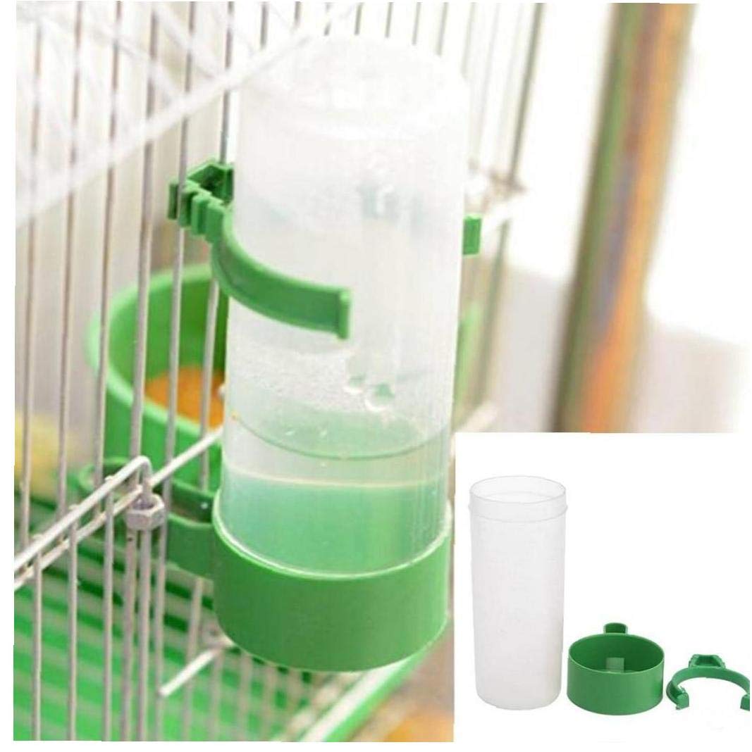 Byfri White+Green 1Pcs 140Ml Parrot Bird Drinker Feeder Watering Plastic With Clip For Aviary Budgie Cockatiel Drinking Bottles