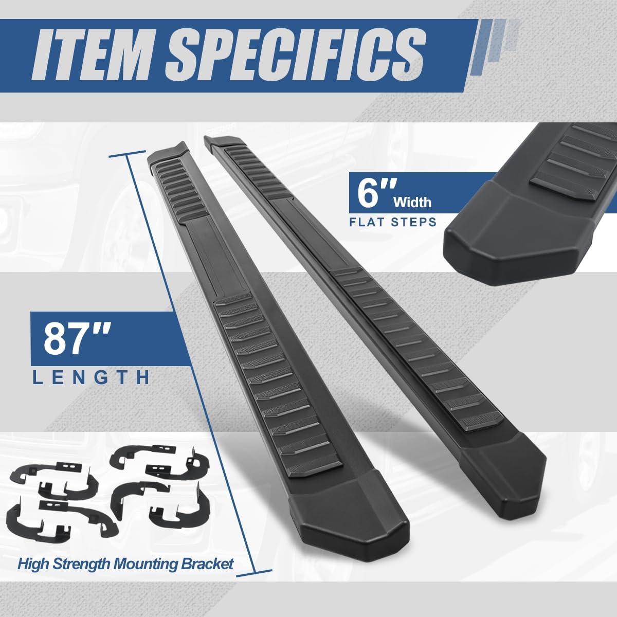 Auto Dynasty Running Boards Compatible with 2019-2024 Chevy Silverado GMC Sierra 1500 2500HD 3500HD Crew Cab, Stainless Steel Non-Slip Side Step Rail Nerf Bars, 6" Step Bars, Black