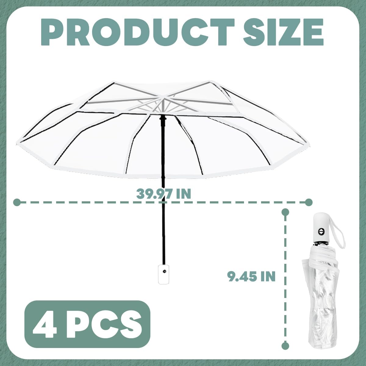 4 Pieces Clear Umbrella Wedding,Bulk Clear Umbrella,Bubble Compact Foldable Umbrellas,Portable Auto Open and Close Travelling Umbrellas,for Wedding Anniversary Holiday Party Favours