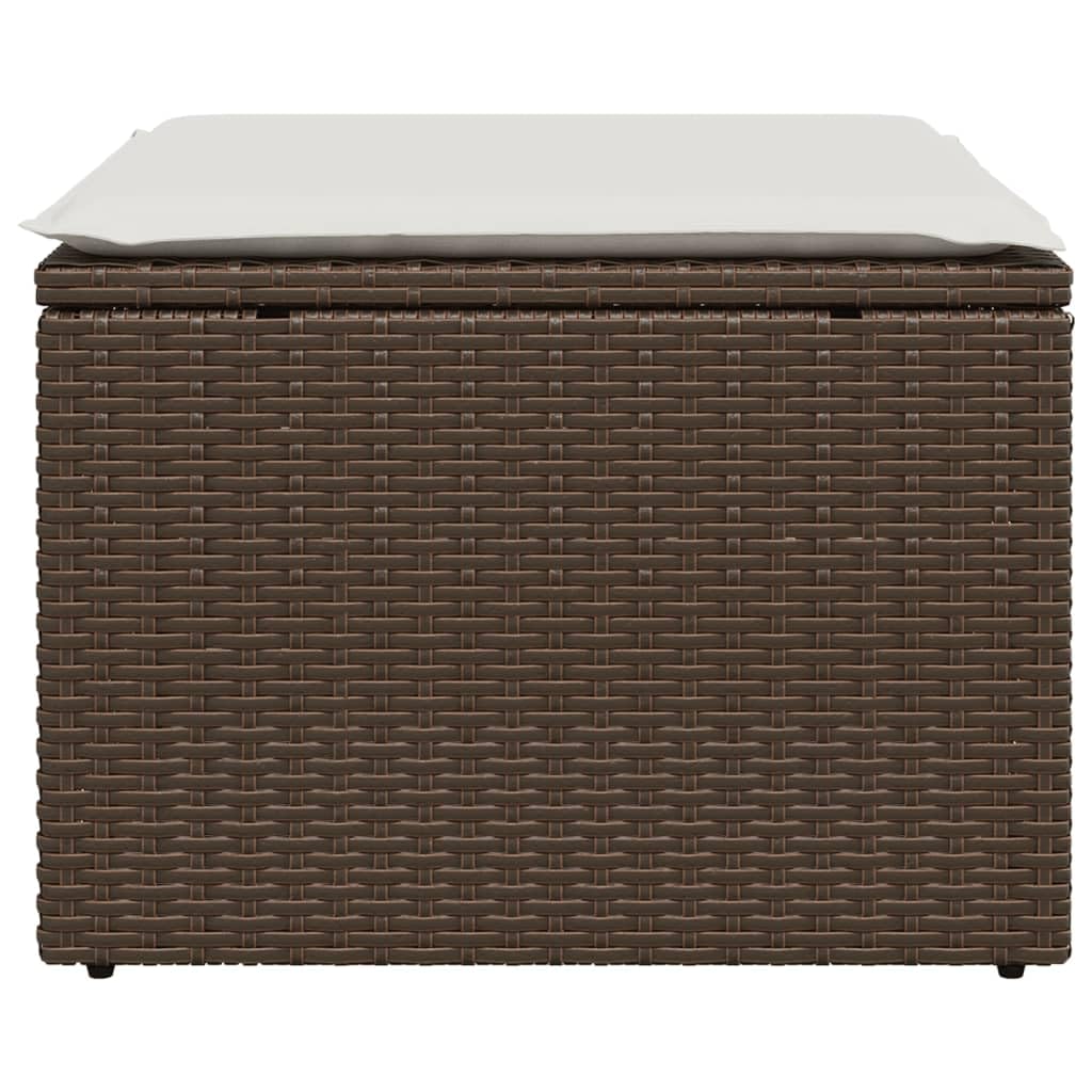 Genérico Taburete de jardín con cojín ratán sintético marrón 55x55x37 cm,Mobiliario,Muebles de jardín,Otomanas de Exterior,Marrón,7 kg,366206