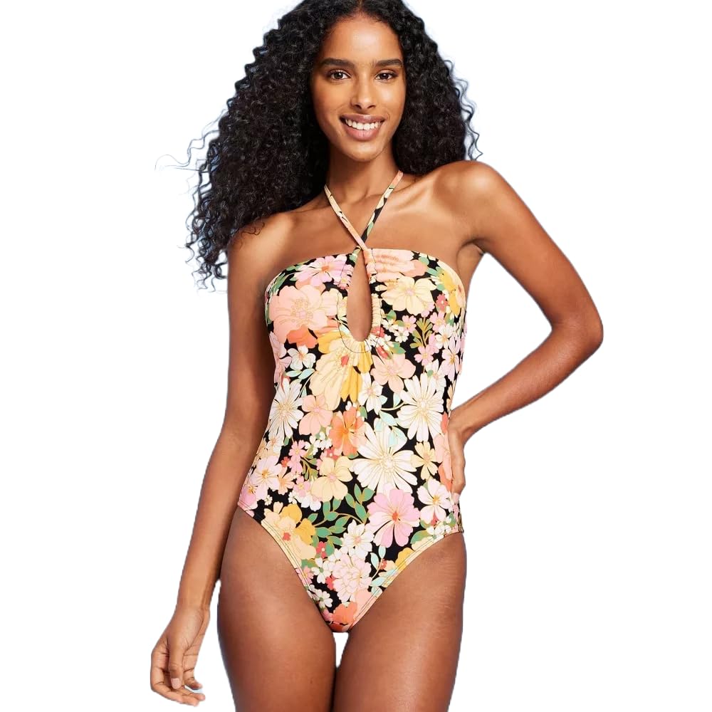 Shade & Shore Women's Halter Keyhole Bandeau One Piece