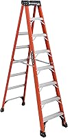 Louisville Ladder FS1408HD 8ft Fiberglass Step Ladder - 375lb Type IAA, Non-Conductive Pro Top for Pros