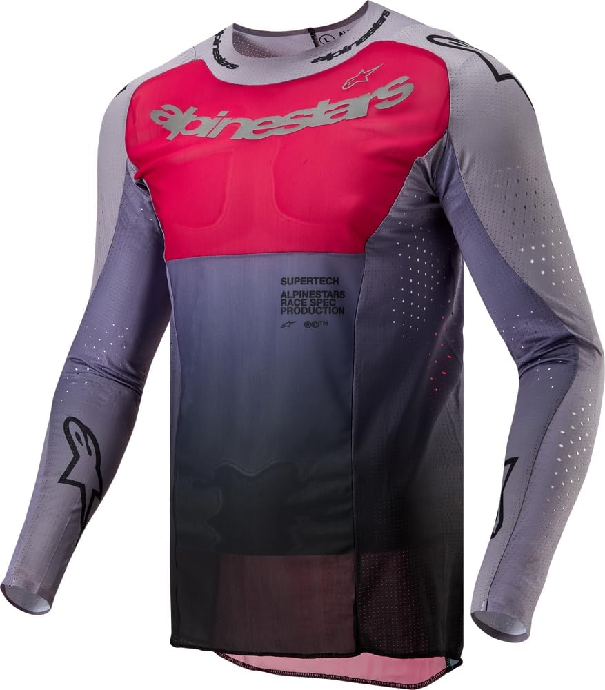 Alpinestars Supertech Dade Jersey Iron/Red Berry Men’s MX | Ultra-Light & Ventilated (Medium)