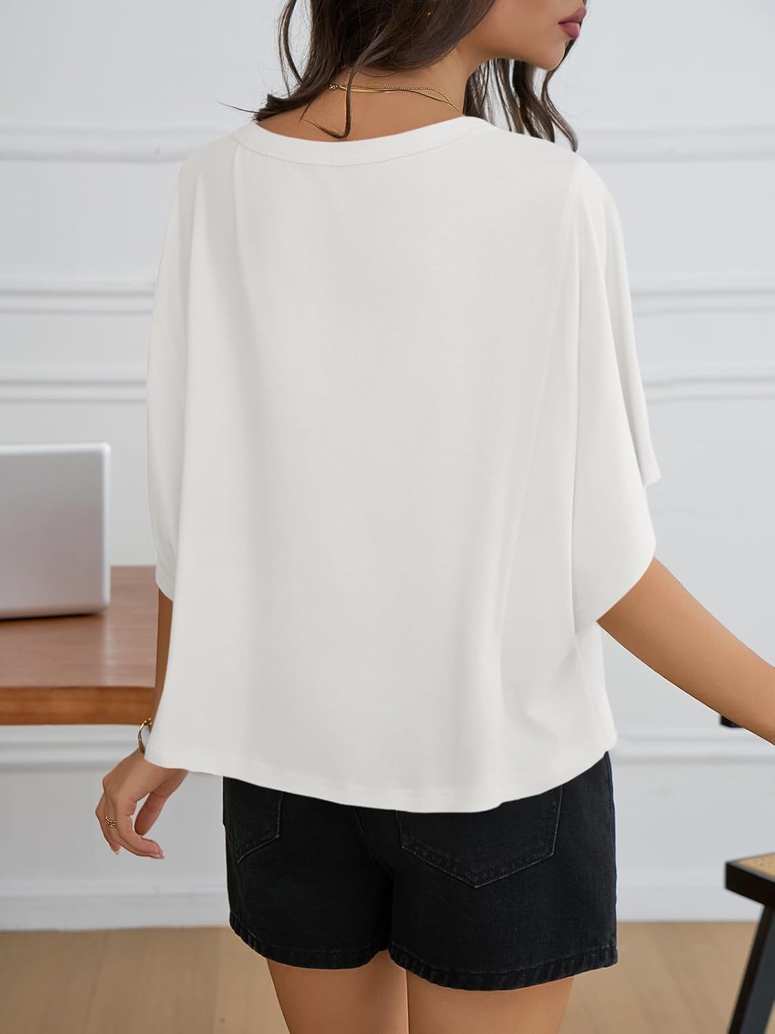 Cicy Bell Womens Oversized T Shirts Batwing Half Sleeve Summer Casual Crewneck Cropped Tops Loose Fit Basic Tees - Image 5