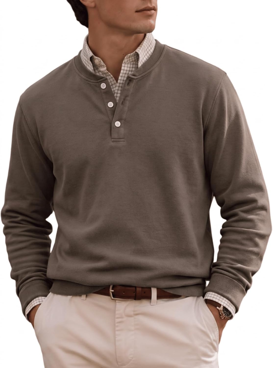 Opomelo Men's Pullover Thermal Henley Shirt Long Sleeve