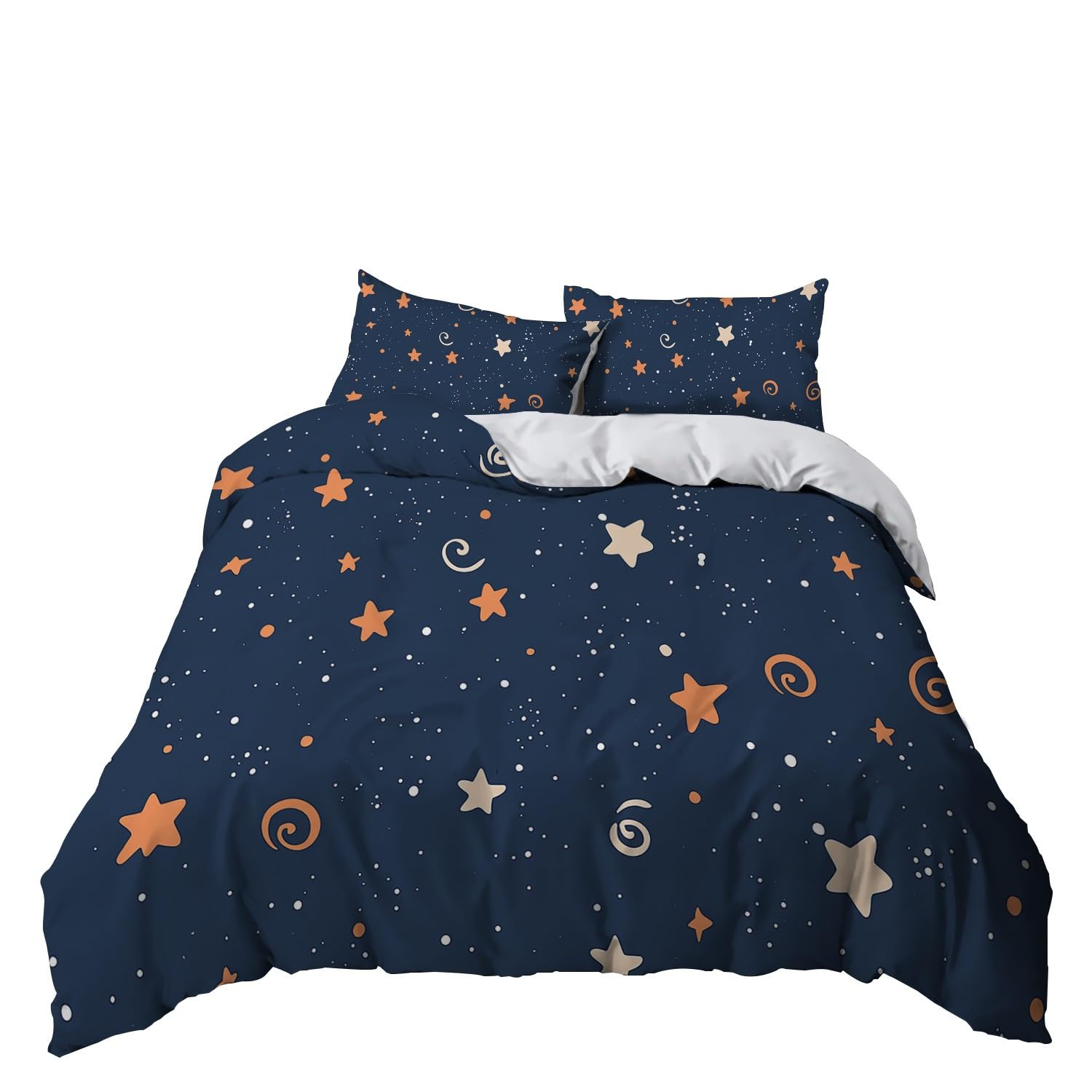 CozyRest Funda Nórdica Cama 105-200 x 200 cm Suave Transpirable, Cielo Estrellado Patrón Azul Marino Microfibra Juego de Fundas Edredón 1 Funda Nórdica + 2 Fundas de Almohada 50x75cm