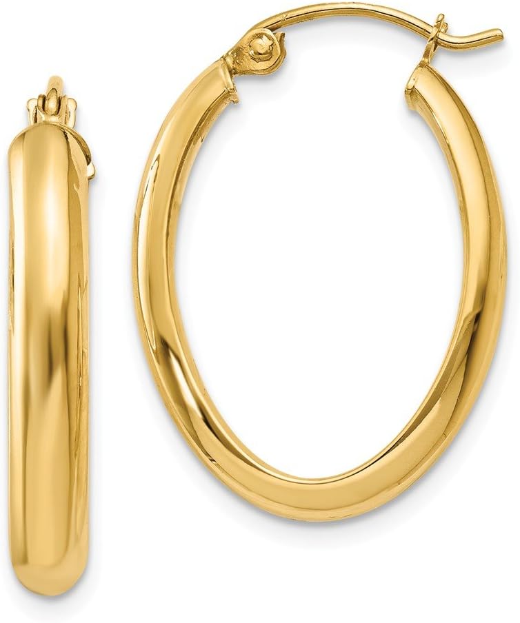 The Black Bow 3.5mm, 14k Yellow Gold Oval Hoop Earrings, 25mm (1 Inch)