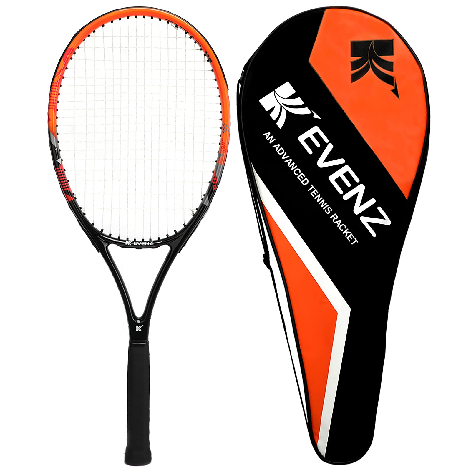 KEVENZTennis Racket for Adults, Tennis Racquet with Carring Bag, Carbon Fiber, Light Weight and Shock Resistant, Orange