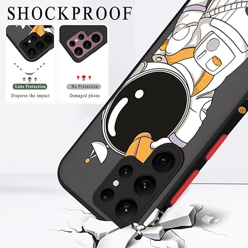 Miniatura 3 de Space Astronaut - Funda mate para Samsung Galaxy S22 S21 Ultra S20 S21 FE Plus A54 S23 A14 A34 A72 A71 A51 A52 A53 5G (cubierta rígida, color negro)
